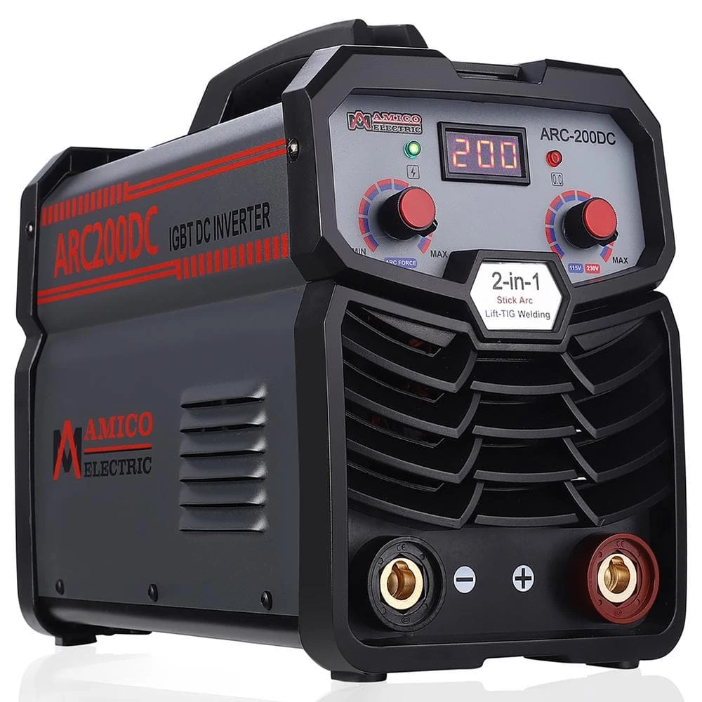 AMICO POWER ARC-200DC, 200 Amp Stick Arc Lift-TIG Inverter Welder, 80% Duty Cycle, 100-250V Wide Voltage, Compatible all Electrodes 1 AMICO POWER ARC-200DC, 200 Amp Stick Arc Lift-TIG Inverter Welder, 80% Duty Cycle, 100-250V Wide Voltage, Compatible all Electrodes