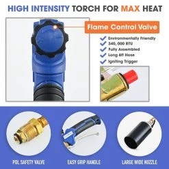 Flame King 340,000 BTU Propane Torch Self Igniting with Turbo Blast Trigger and Flow Valve -Welding & Soldering Tools Sales flame king torches tanks ysn340k 4f 1000