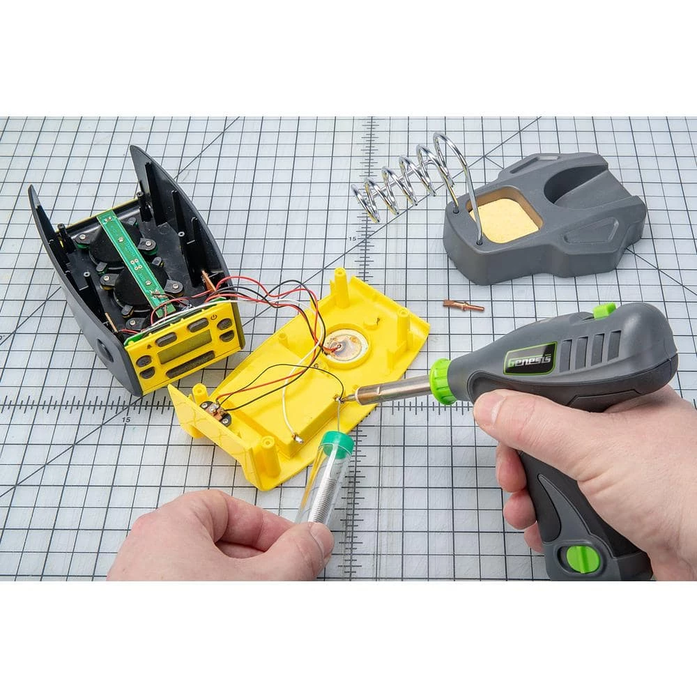 Genesis 8V Lithium-Ion GLSI08B Cordless Soldering Iron with Iron Holder, Solder Wire, 2 Tips, Battery and Charger 4 Genesis 8V Lithium-Ion GLSI08B Cordless Soldering Iron with Iron Holder, Solder Wire, 2 Tips, Battery and Charger - Image 4