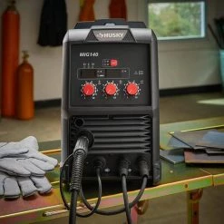 Husky Single Phase 140 Amp 120-Volt AC Gas MIG Wire Feed Welder with Gas Regulator -Welding & Soldering Tools Sales husky mig welders pioneermig140 fa 1000