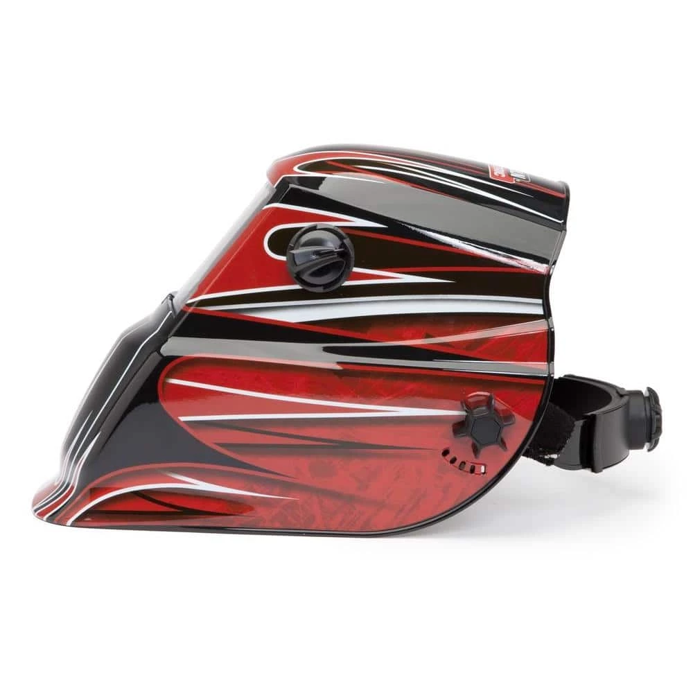 Lincoln Electric Auto-Darkening Welding Helmet with Variable Shade Lens No. 7-13 (1.73 x 3.82 in. Viewing Area), Red Fierce Design 3 Lincoln Electric Auto-Darkening Welding Helmet with Variable Shade Lens No. 7-13 (1.73 x 3.82 in. Viewing Area), Red Fierce Design - Image 3