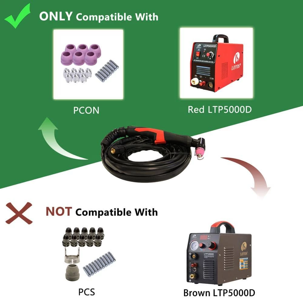 Lotos 1 gal Handheld Electrical Plasma Cutting Torch 3 Prong Switch Connector for RED Color LTP5000D 13 ft 2 Lotos 1 gal Handheld Electrical Plasma Cutting Torch 3 Prong Switch Connector for RED Color LTP5000D 13 ft - Image 2