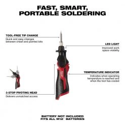 Milwaukee M12 12-Volt Lithium-Ion Cordless Soldering Iron with Soldering Iron Chisel Tip -Welding & Soldering Tools Sales milwaukee soldering irons 2488 20 49 80 0401 40 1000