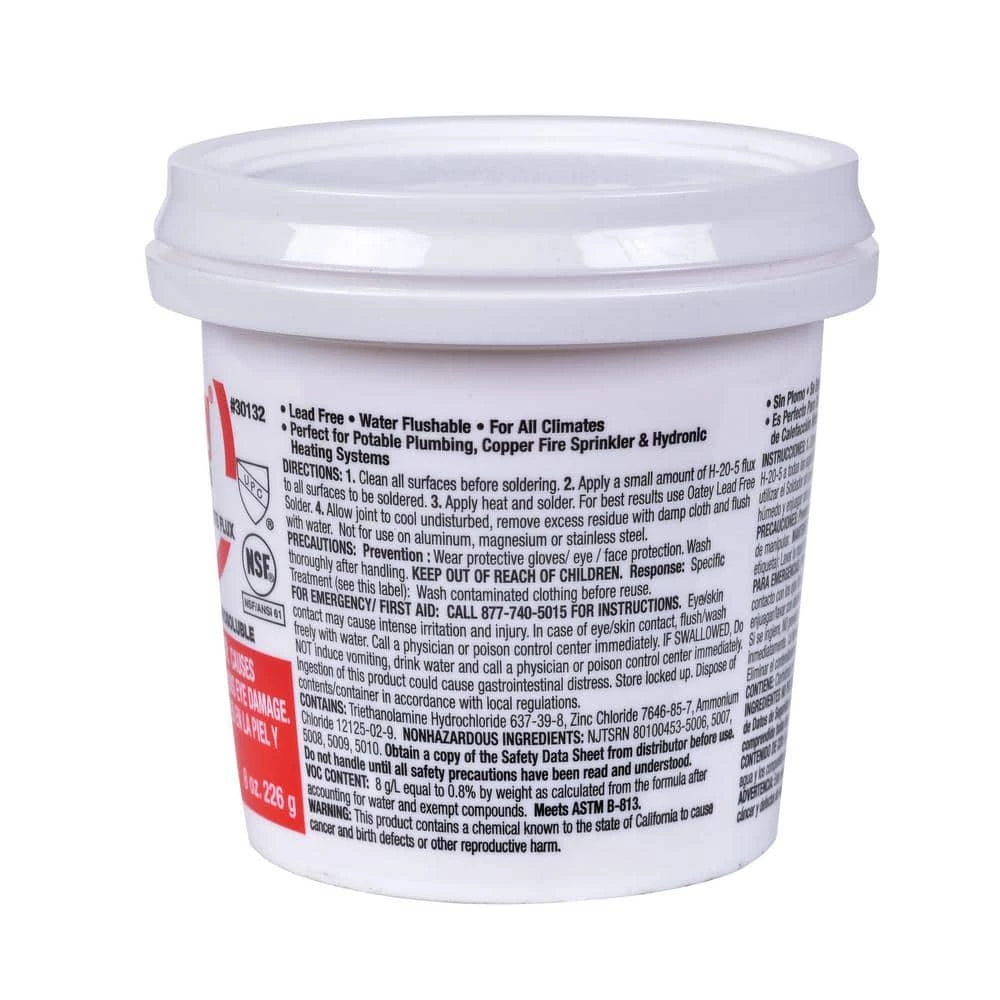 OATEY H-20 8 oz. Lead-Free Water Soluble Solder Flux Paste 2 OATEY H-20 8 oz. Lead-Free Water Soluble Solder Flux Paste - Image 2