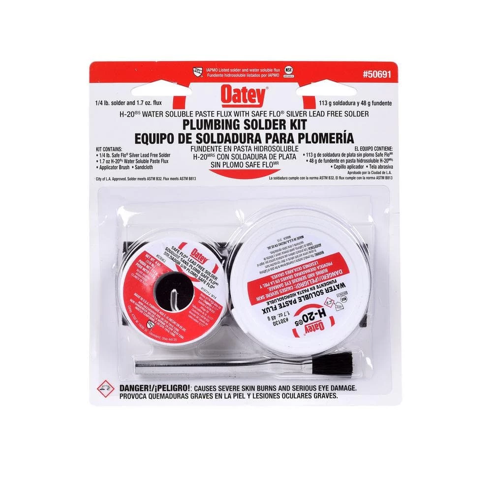 OATEY Soldering Kit with 1.7 oz. Lead-Free Water Soluble Flux Paste and 4 oz. Silver Solder Wire 1 OATEY Soldering Kit with 1.7 oz. Lead-Free Water Soluble Flux Paste and 4 oz. Silver Solder Wire
