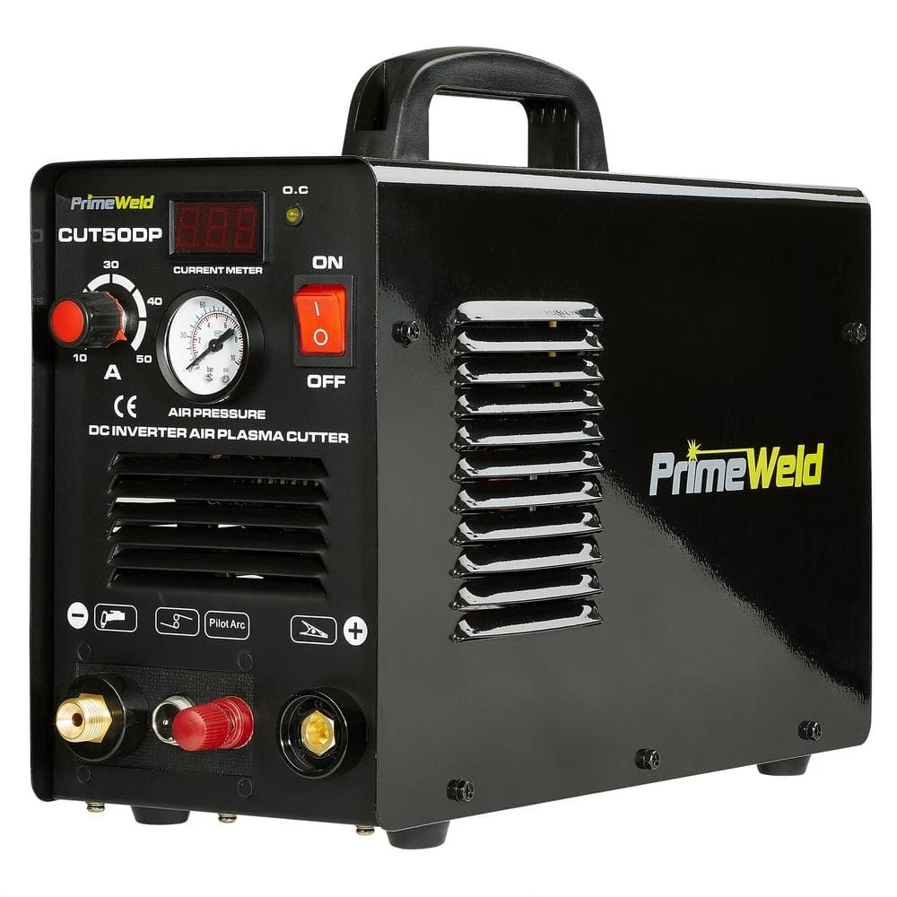 PrimeWeld 50 Amp Pilot Arc Plasma Cutter 1/2 in. Clean Cut 110-Volt/220-Volt DC Cutting Machine All Metals 1 PrimeWeld 50 Amp Pilot Arc Plasma Cutter 1/2 in. Clean Cut 110-Volt/220-Volt DC Cutting Machine All Metals