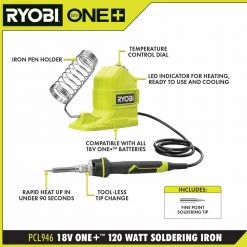 RYOBI ONE+ 18V Cordless 120-Watt Soldering Iron Topper Kit with 1.5 Ah Battery and Charger 17 RYOBI ONE+ 18V Cordless 120-Watt Soldering Iron Topper Kit with 1.5 Ah Battery and Charger -Welding & Soldering Tools Sales ryobi soldering irons pcl946k1 40 1000