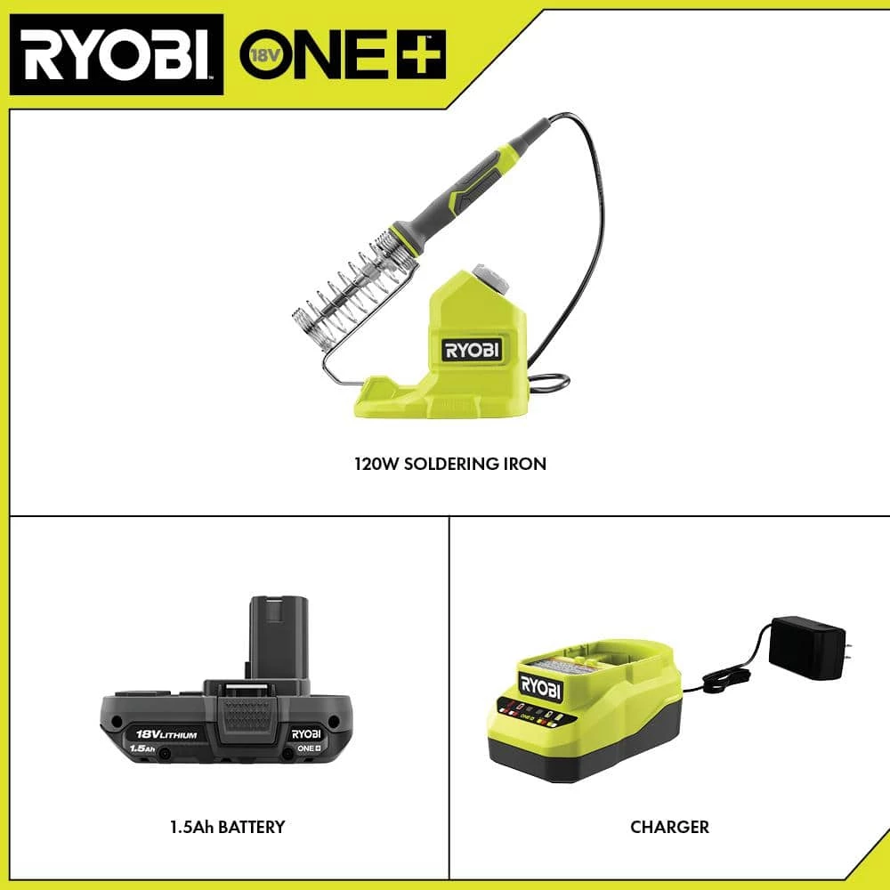 RYOBI ONE+ 18V Cordless 120-Watt Soldering Iron Topper Kit with 1.5 Ah Battery and Charger 2 RYOBI ONE+ 18V Cordless 120-Watt Soldering Iron Topper Kit with 1.5 Ah Battery and Charger - Image 2