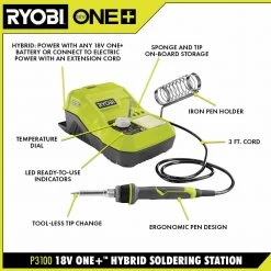 RYOBI ONE+ 18V Hybrid Soldering Station with 2.0 Ah Battery and Charger 16 RYOBI ONE+ 18V Hybrid Soldering Station with 2.0 Ah Battery and Charger -Welding & Soldering Tools Sales ryobi soldering stations p3100 psk005 40 1000