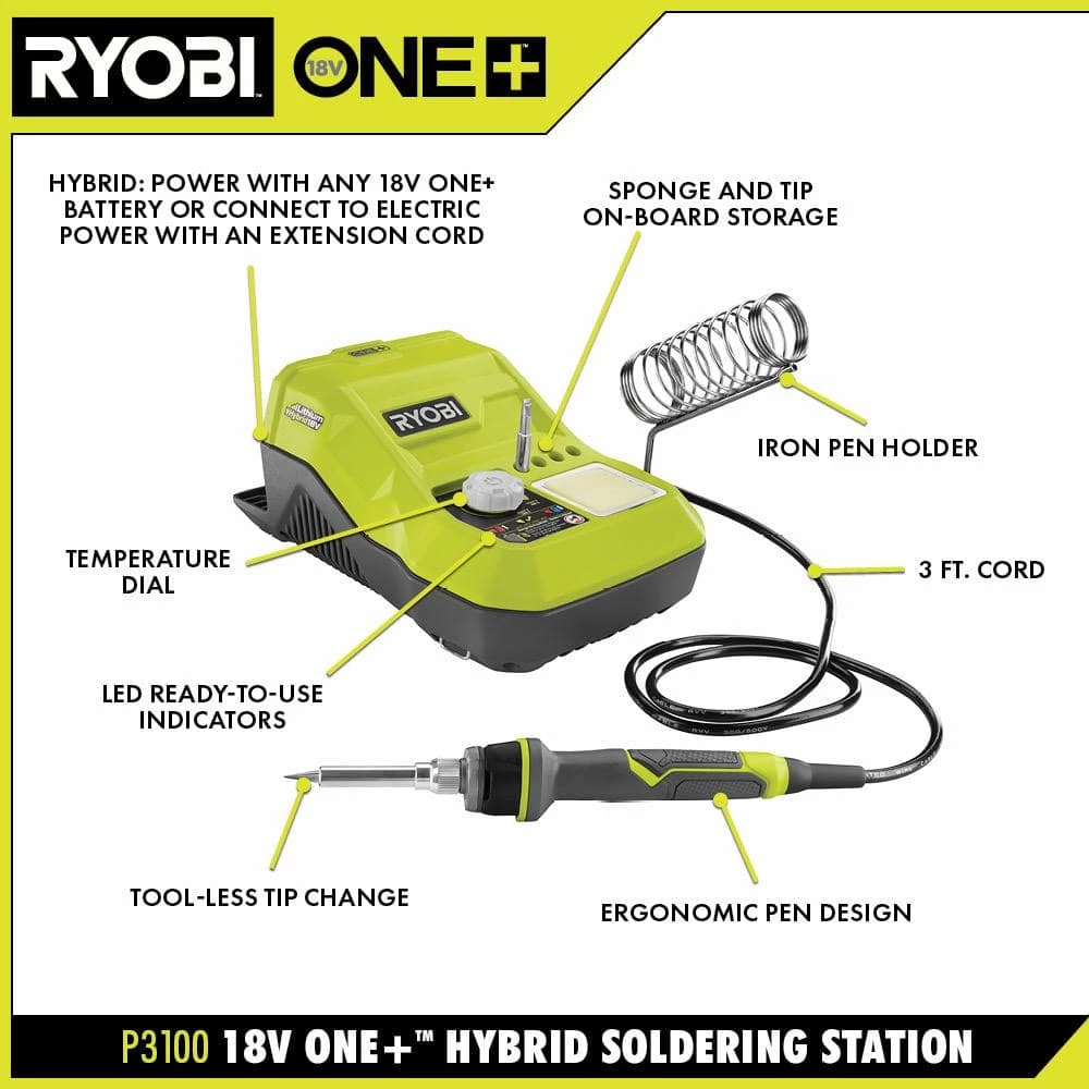 RYOBI ONE+ 18V Hybrid Soldering Station with 2.0 Ah Battery and Charger 3 RYOBI ONE+ 18V Hybrid Soldering Station with 2.0 Ah Battery and Charger - Image 3