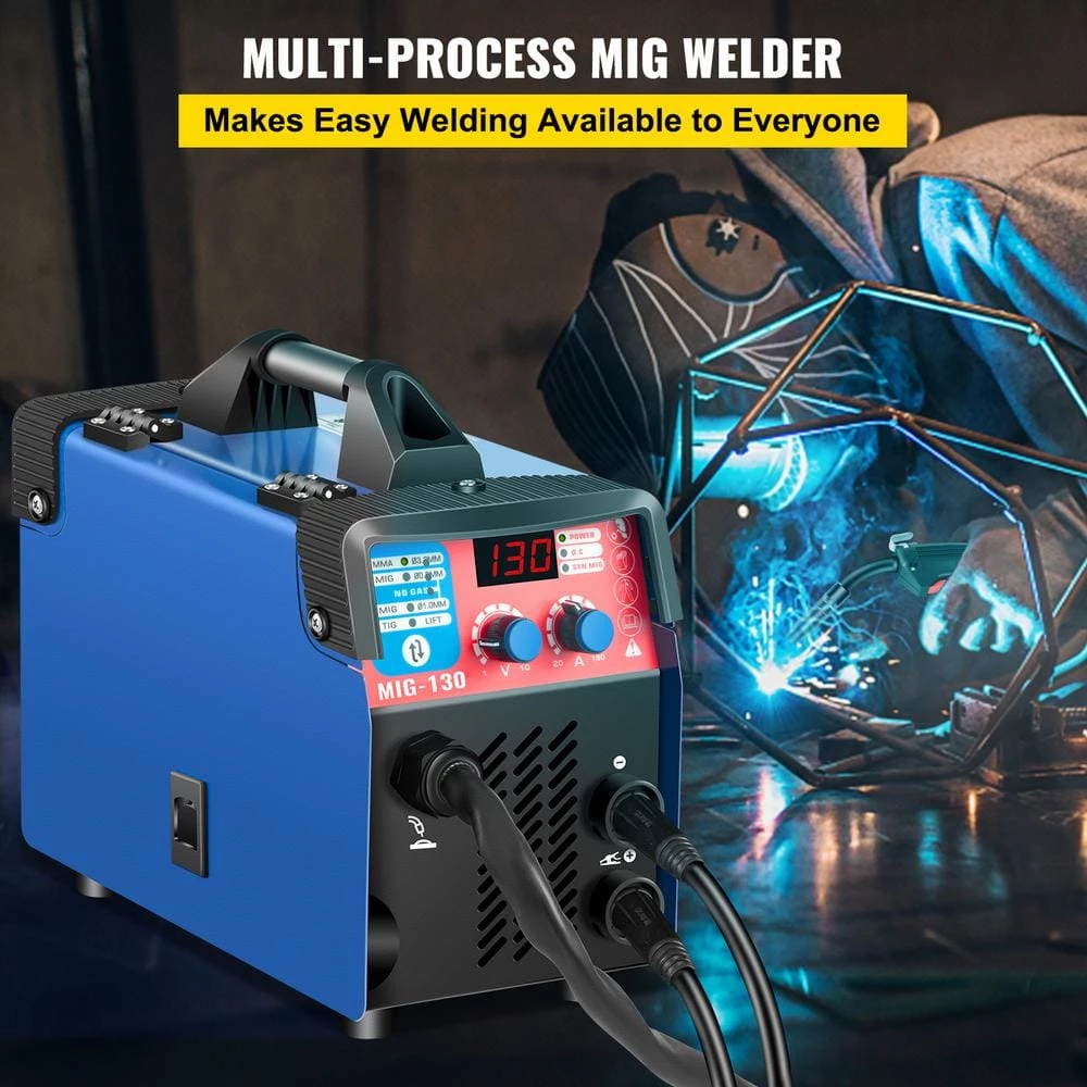 VEVOR 3 in 1 MMA/MIG/LIFT TIG Combo Welder 130 Amp 110-Volt IP21S Welding Machine with IGBT Inverter, Free Welding Wires Gun 2 VEVOR 3 in 1 MMA/MIG/LIFT TIG Combo Welder 130 Amp 110-Volt IP21S Welding Machine with IGBT Inverter, Free Welding Wires Gun - Image 2