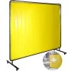 VEVOR 8 ft. x 6 ft. Welding Protection Screen w/Frame Welding Curtain w/4 Wheel Flame-Resistant Vinyl Light-Proof in Yellow