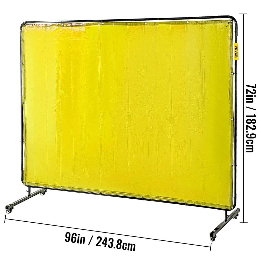 VEVOR 8 ft. x 6 ft. Welding Protection Screen w/Frame Welding Curtain w/4 Wheel Flame-Resistant Vinyl Light-Proof in Yellow 7 VEVOR 8 ft. x 6 ft. Welding Protection Screen w/Frame Welding Curtain w/4 Wheel Flame-Resistant Vinyl Light-Proof in Yellow - Image 7