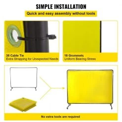 VEVOR 8 ft. x 6 ft. Welding Protection Screen w/Frame Welding Curtain w/4 Wheel Flame-Resistant Vinyl Light-Proof in Yellow 13 VEVOR 8 ft. x 6 ft. Welding Protection Screen w/Frame Welding Curtain w/4 Wheel Flame-Resistant Vinyl Light-Proof in Yellow -Welding & Soldering Tools Sales vevor welding accessories gbhjcl6x8dkjyl001v0 fa 1000