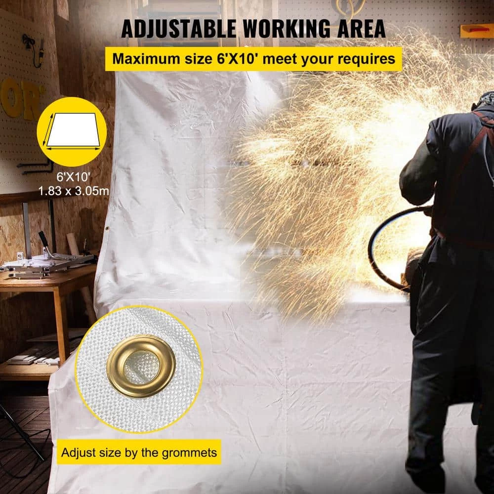 VEVOR 2PCS 6 ft. x 10 ft. Emergency Fire Blanket Fiberglass Heat Resists 1022°F Welding Blanket Mat with Carry Bag, White 4 VEVOR 2PCS 6 ft. x 10 ft. Emergency Fire Blanket Fiberglass Heat Resists 1022°F Welding Blanket Mat with Carry Bag, White - Image 4