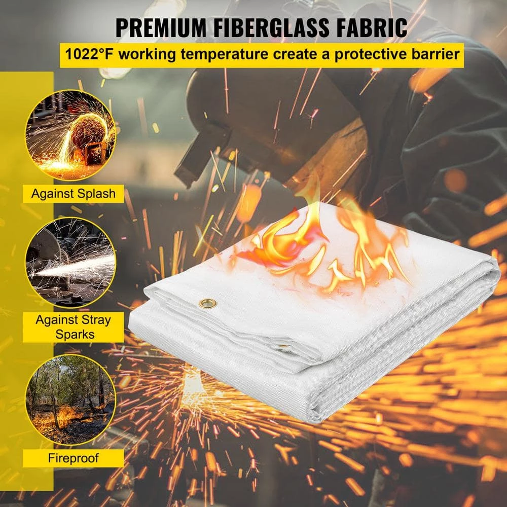 VEVOR 2PCS 6 ft. x 10 ft. Emergency Fire Blanket Fiberglass Heat Resists 1022°F Welding Blanket Mat with Carry Bag, White 3 VEVOR 2PCS 6 ft. x 10 ft. Emergency Fire Blanket Fiberglass Heat Resists 1022°F Welding Blanket Mat with Carry Bag, White - Image 3