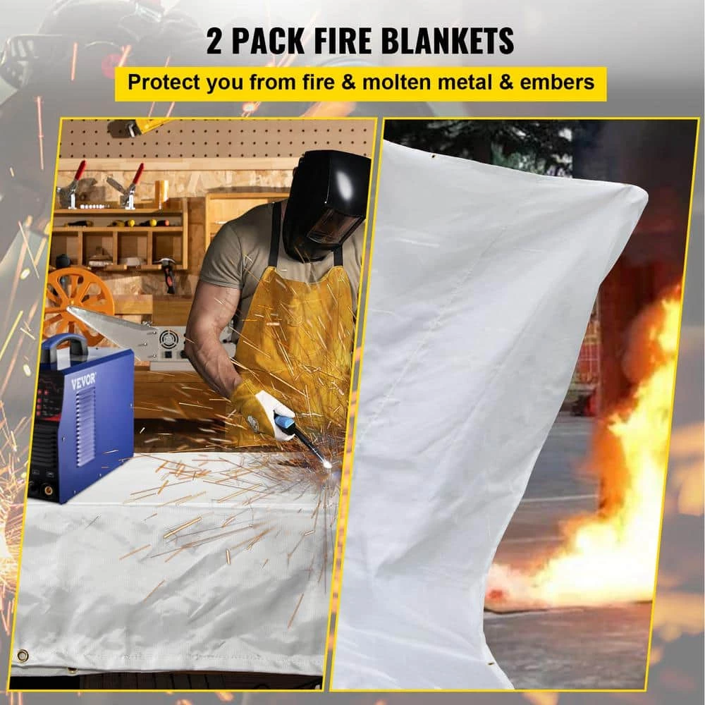 VEVOR 2PCS 6 ft. x 10 ft. Emergency Fire Blanket Fiberglass Heat Resists 1022°F Welding Blanket Mat with Carry Bag, White 2 VEVOR 2PCS 6 ft. x 10 ft. Emergency Fire Blanket Fiberglass Heat Resists 1022°F Welding Blanket Mat with Carry Bag, White - Image 2