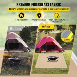 VEVOR Emergency Fire Pit Mat 67 in. x 60 in. Welding Blanket 1022°F Fiberglass with 10 Steel Grommets for BBQ Oven Stove -Welding & Soldering Tools Sales vevor welding accessories hthsbddw67x60n6udv0 1f 1000