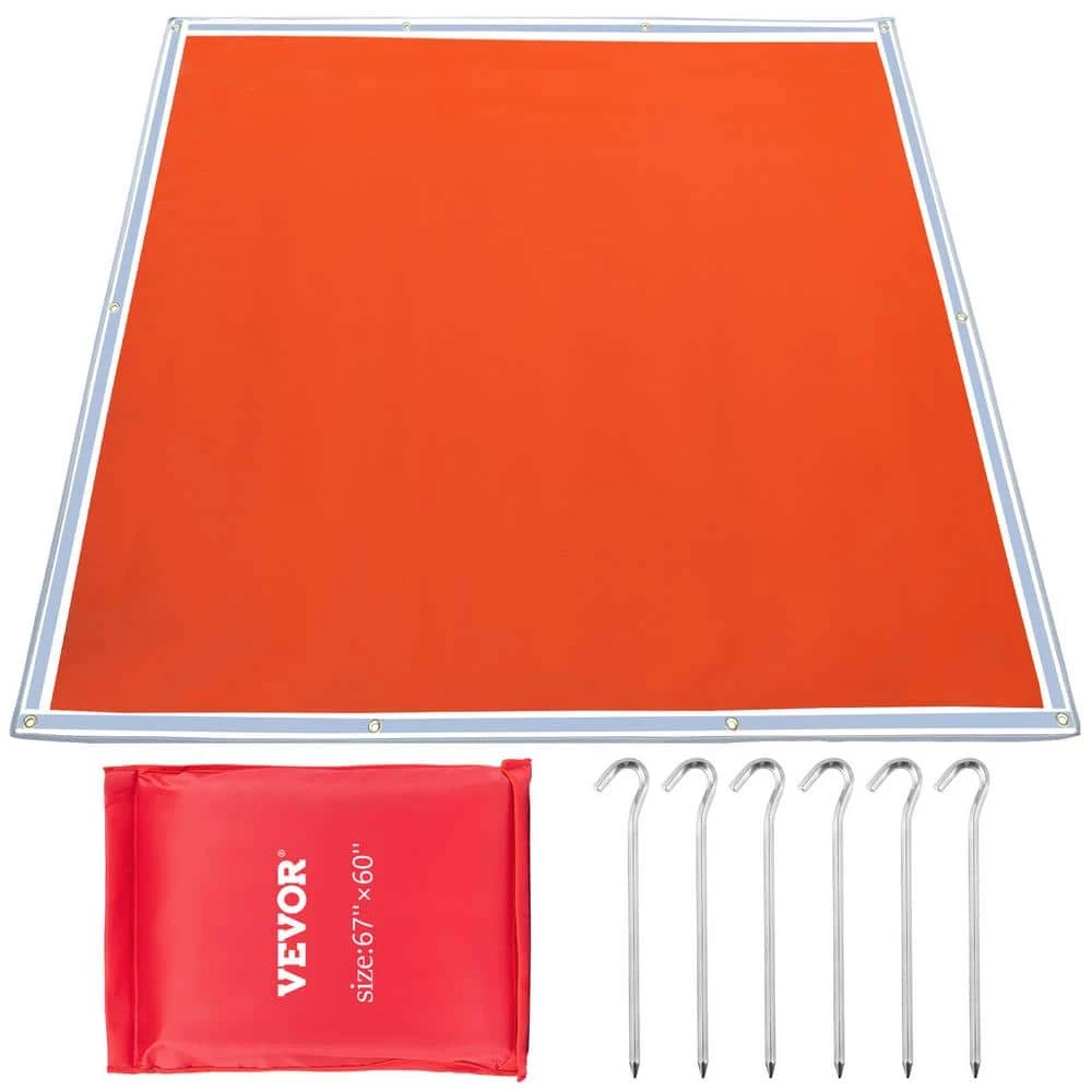 VEVOR Square Fire Pit Mat 67 in. x 60 in. Fireproof Mat 1022°F with 10 Grommets and 6 Silver Hooks, Red 1 VEVOR Square Fire Pit Mat 67 in. x 60 in. Fireproof Mat 1022°F with 10 Grommets and 6 Silver Hooks, Red