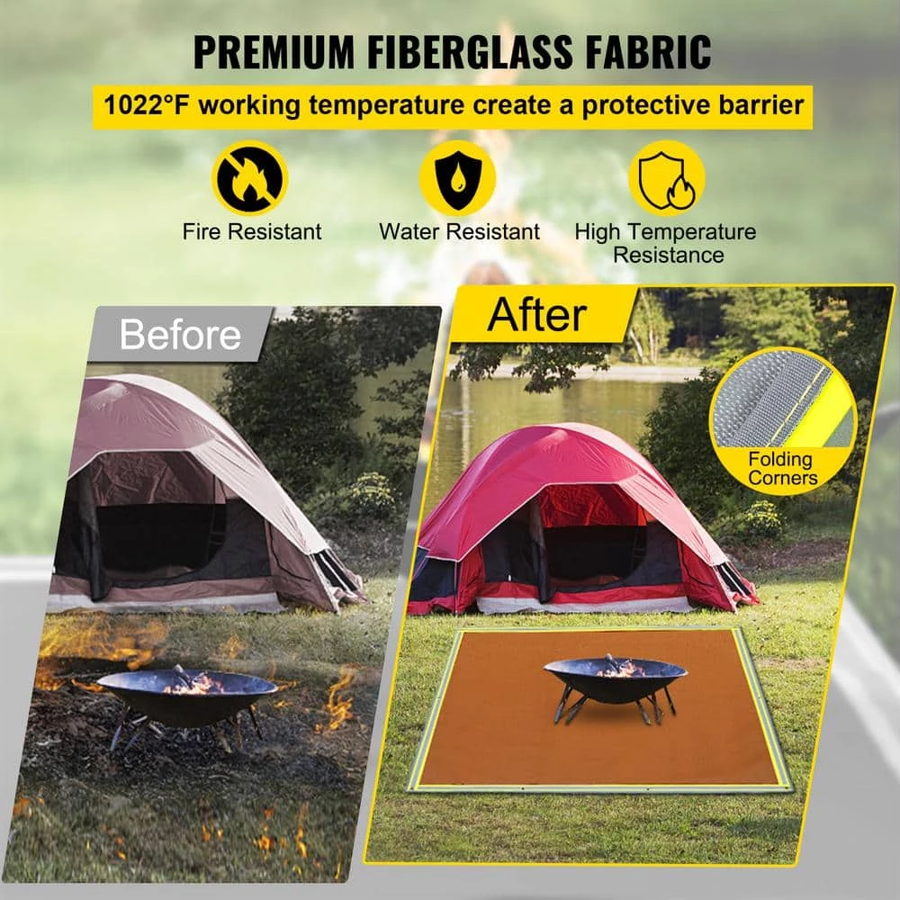 VEVOR Emergency Fire Pit Mat 67 in. x 60 in. Fireproof Welding Blanket 3.3 lbs. 1022°F with 10 Grommets and 6 Silver Hooks 4 VEVOR Emergency Fire Pit Mat 67 in. x 60 in. Fireproof Welding Blanket 3.3 lbs. 1022°F with 10 Grommets and 6 Silver Hooks - Image 4