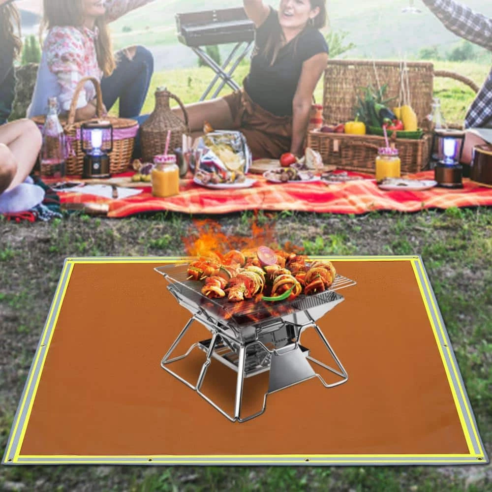 VEVOR Emergency Fire Pit Mat 67 in. x 60 in. Fireproof Welding Blanket 3.3 lbs. 1022°F with 10 Grommets and 6 Silver Hooks 8 VEVOR Emergency Fire Pit Mat 67 in. x 60 in. Fireproof Welding Blanket 3.3 lbs. 1022°F with 10 Grommets and 6 Silver Hooks - Image 8