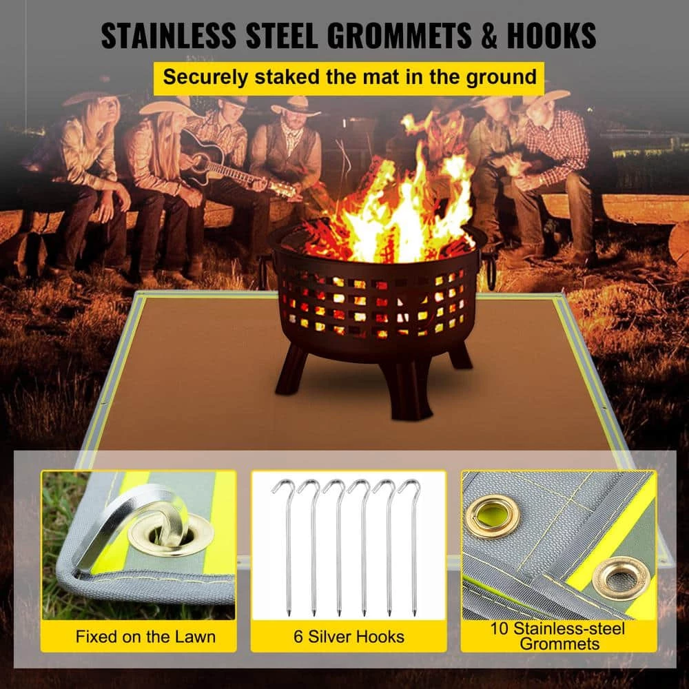 VEVOR Emergency Fire Pit Mat 67 in. x 60 in. Fireproof Welding Blanket 3.3 lbs. 1022°F with 10 Grommets and 6 Silver Hooks 5 VEVOR Emergency Fire Pit Mat 67 in. x 60 in. Fireproof Welding Blanket 3.3 lbs. 1022°F with 10 Grommets and 6 Silver Hooks - Image 5