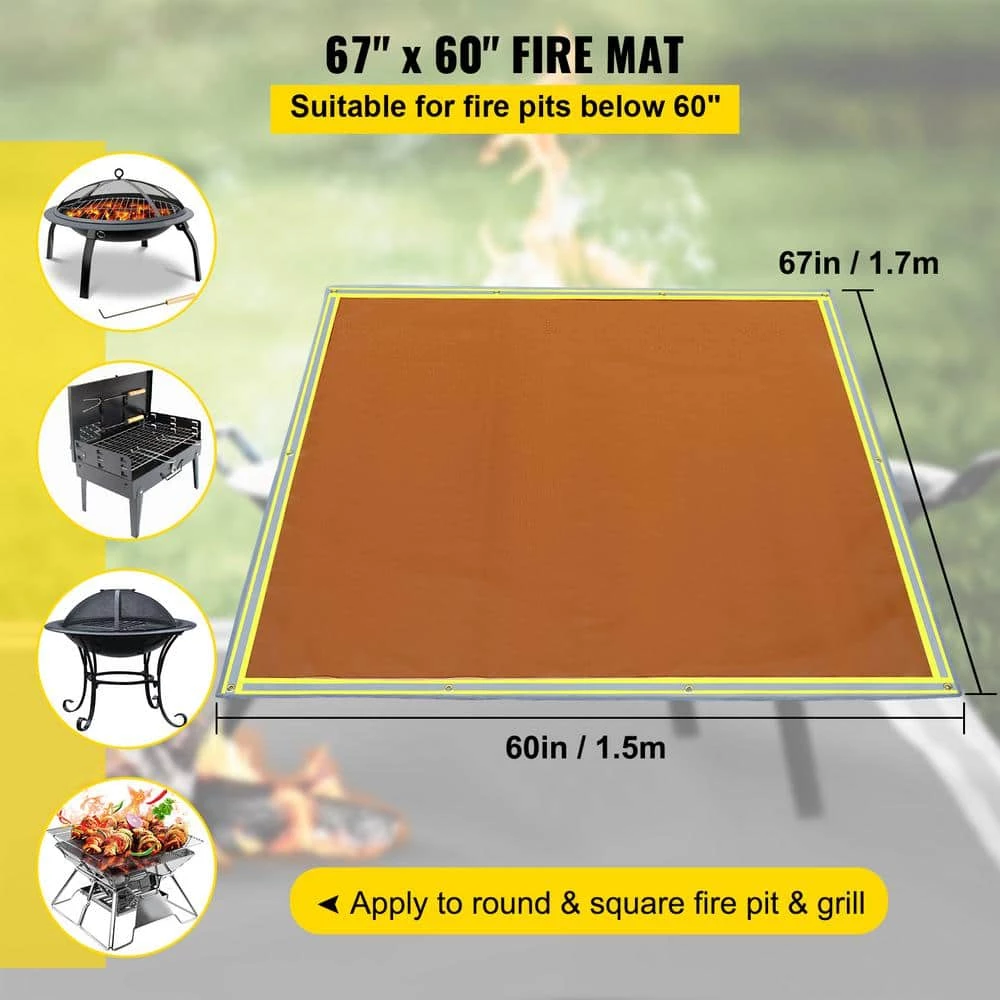 VEVOR Emergency Fire Pit Mat 67 in. x 60 in. Fireproof Welding Blanket 3.3 lbs. 1022°F with 10 Grommets and 6 Silver Hooks 3 VEVOR Emergency Fire Pit Mat 67 in. x 60 in. Fireproof Welding Blanket 3.3 lbs. 1022°F with 10 Grommets and 6 Silver Hooks - Image 3