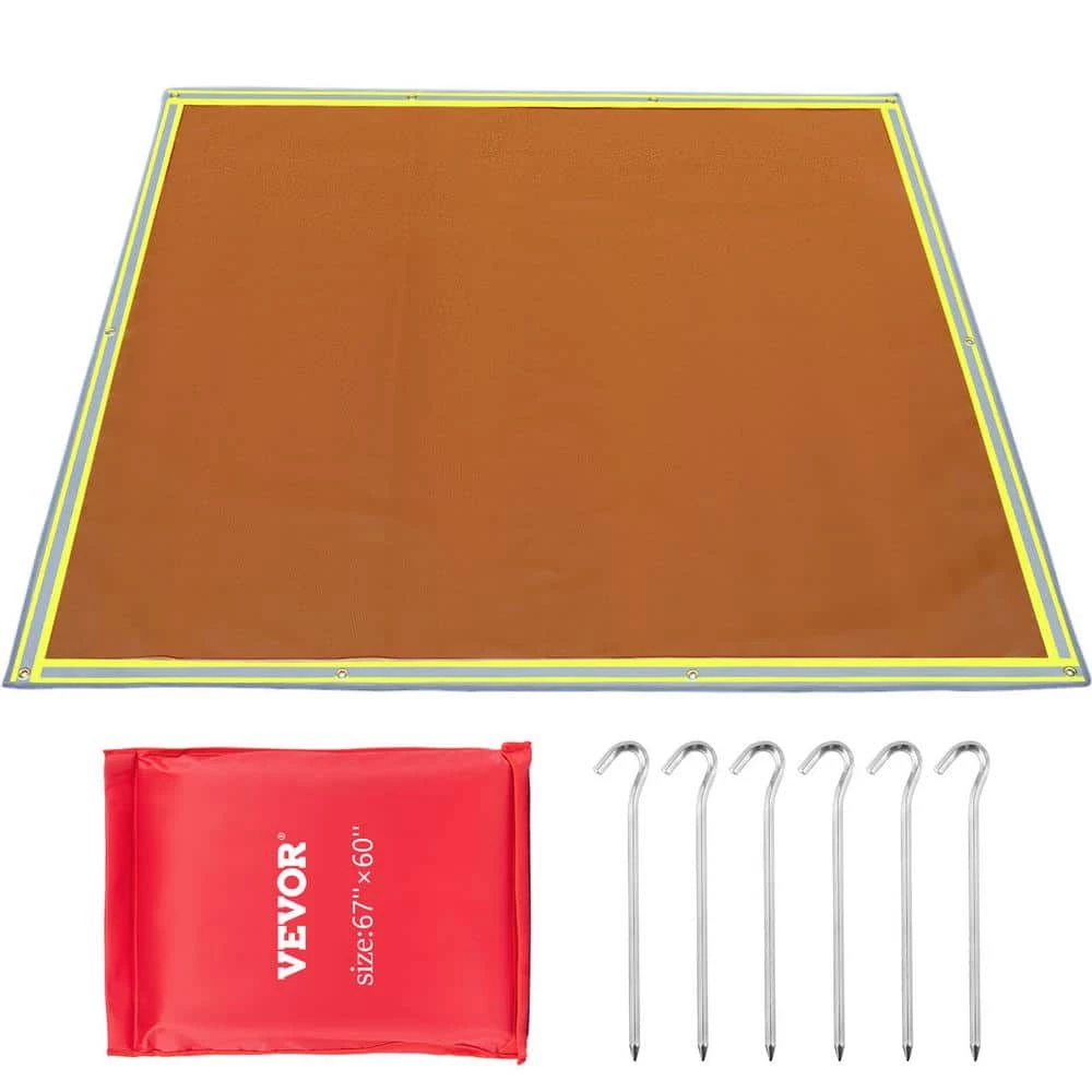VEVOR Emergency Fire Pit Mat 67 in. x 60 in. Fireproof Welding Blanket 3.3 lbs. 1022°F with 10 Grommets and 6 Silver Hooks 1 VEVOR Emergency Fire Pit Mat 67 in. x 60 in. Fireproof Welding Blanket 3.3 lbs. 1022°F with 10 Grommets and 6 Silver Hooks