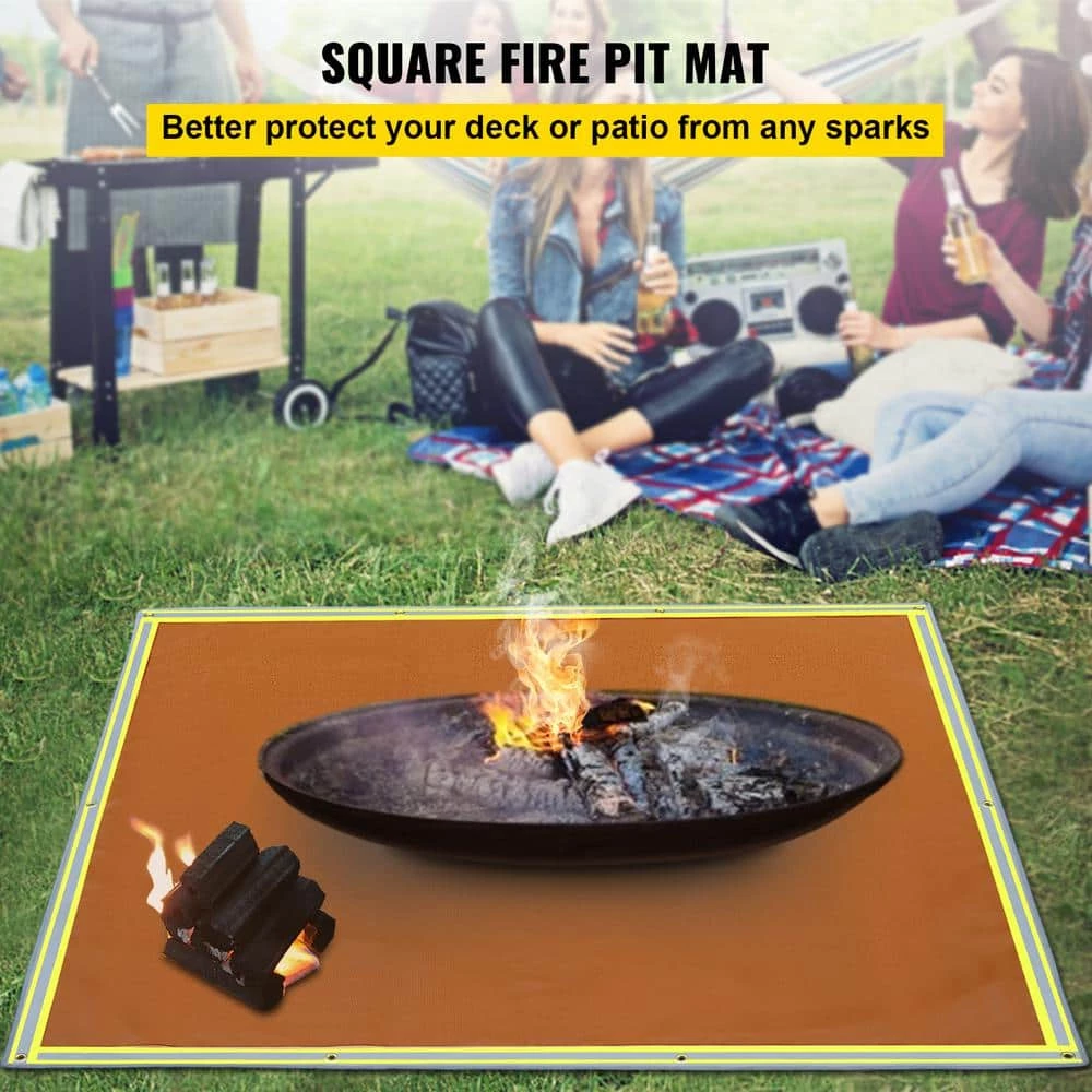 VEVOR Emergency Fire Pit Mat 67 in. x 60 in. Fireproof Welding Blanket 3.3 lbs. 1022°F with 10 Grommets and 6 Silver Hooks 2 VEVOR Emergency Fire Pit Mat 67 in. x 60 in. Fireproof Welding Blanket 3.3 lbs. 1022°F with 10 Grommets and 6 Silver Hooks - Image 2