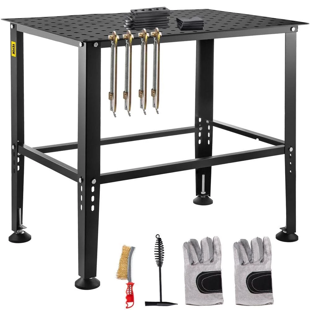 VEVOR 36 in. x 24 in. Welding Table 600 lbs.Adjustable Sawhorse Workbench Carbon Steel 0.12 in. Thick with Accessories, Gray 1 VEVOR 36 in. x 24 in. Welding Table 600 lbs.Adjustable Sawhorse Workbench Carbon Steel 0.12 in. Thick with Accessories, Gray
